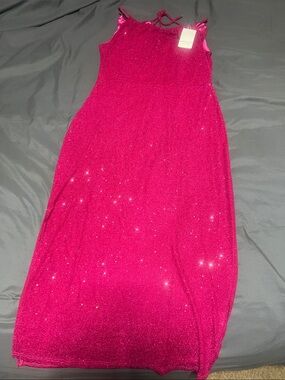 BeryLove Sparkling Fuchsia Sleeveless Sequin Maxi Dress